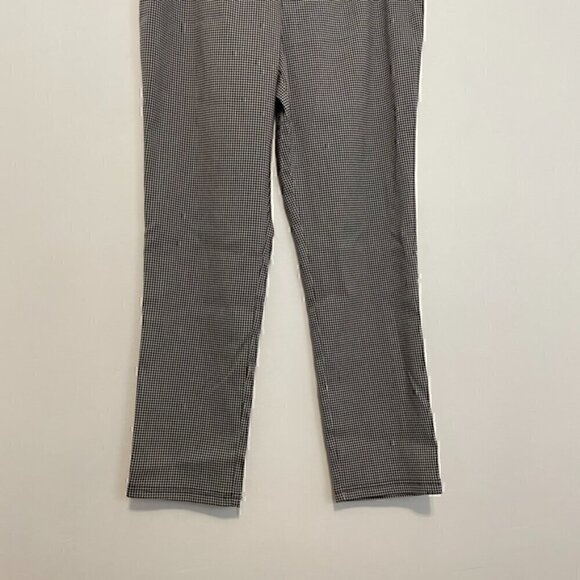 CALVIN KLEIN White Black Houndstooth Pull On Elastic Cropped ? Tapered Leg Pants - Picture 4 of 14